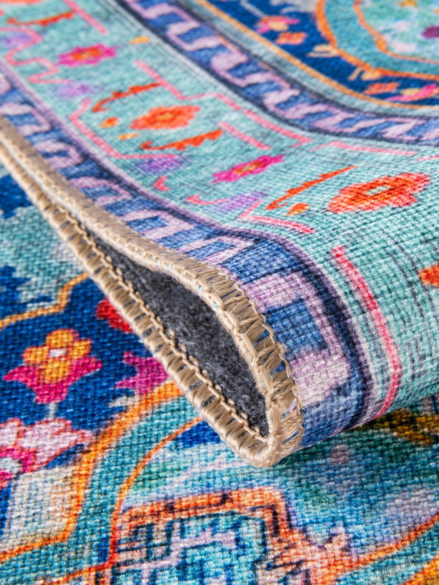Washable Blue 2' x 4' 1 Timeless Runner Area Rug Easy to Clean Stain Resistant & Durable Traditional Classic Vintage Design Carpet for Sale at Rug Engine