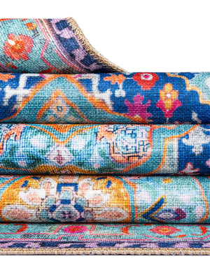 Blue 2' 6 x 10' Timeless Washable Runner Rug