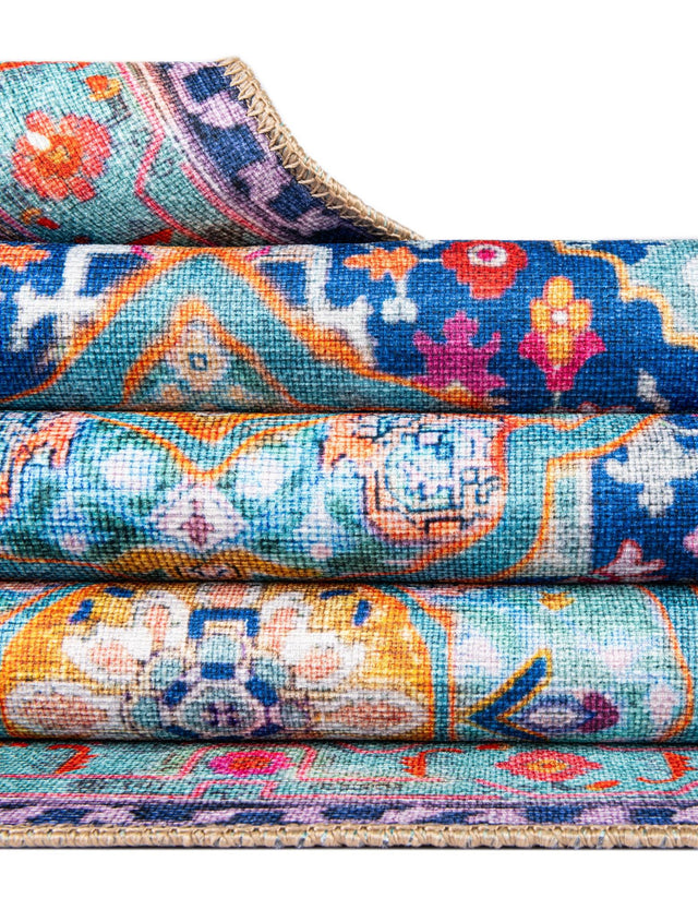 Blue 2' 6 x 10' Timeless Washable Runner Rug