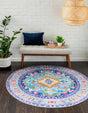 Blue 5' x 5' Timeless Washable Round Rug