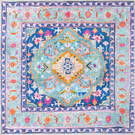 Blue 8' x 8' Timeless Washable Square Rug