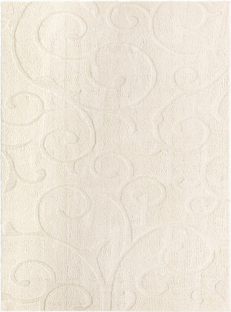 Ivory Brown 9' x 12' Floral Shag Rectangle Area Rug Thick Soft Touch Fluffy & Plush Shaggy Pile 100% Polyester With Cotton Backing Carpet for Interior Design for Sale at Rug Engine