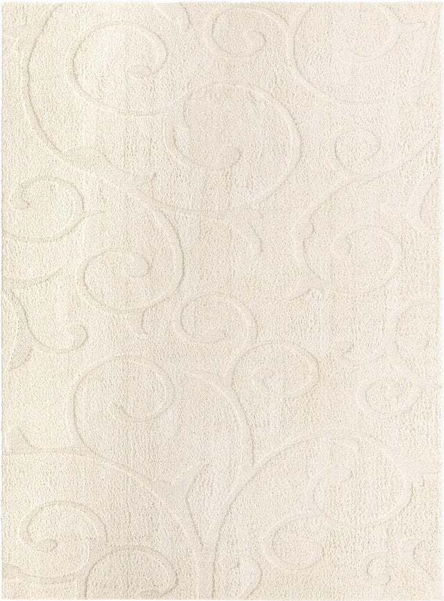 Ivory Brown 9' x 12' Floral Shag Rectangle Area Rug Thick Soft Touch Fluffy & Plush Shaggy Pile 100% Polyester With Cotton Backing Carpet for Interior Design for Sale at Rug Engine