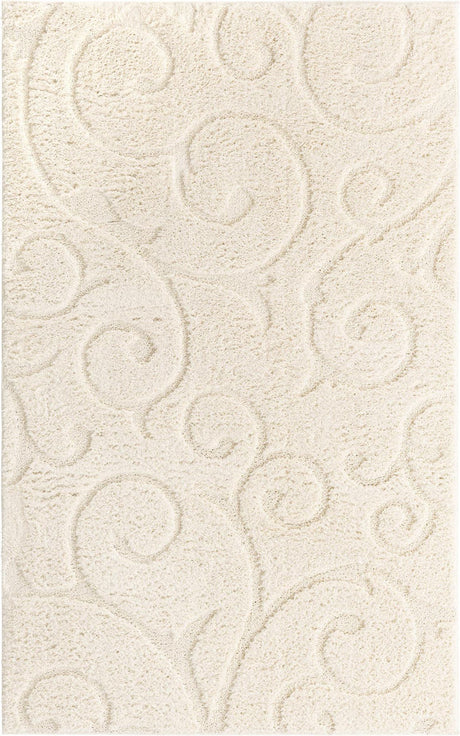 Ivory Brown 5' x 8' Floral Shag Rectangle Area Rug Thick Soft Touch Fluffy & Plush Shaggy Pile 100% Polyester With Cotton Backing Carpet for Interior Design for Sale at Rug Engine