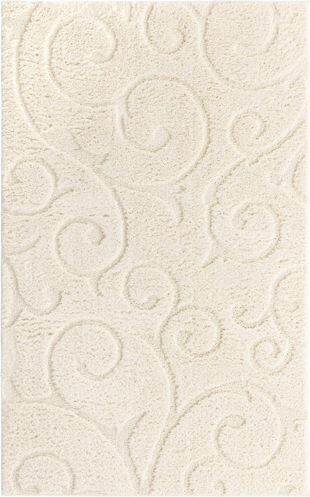 Ivory Brown 5' x 8' Floral Shag Rectangle Area Rug Thick Soft Touch Fluffy & Plush Shaggy Pile 100% Polyester With Cotton Backing Carpet for Interior Design for Sale at Rug Engine