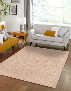 Beige 2' x 3' Outdoor Trellis Textured Rectangle Area Rug Weather Resistant for Patio, Deck, Terrace, Balcony, Porch Geometric Design Water Safe Outside Carpet for Sale at Rug Engine