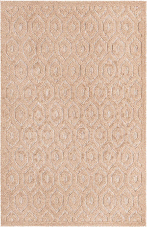 Beige 5' 3 x 8' Outdoor Trellis Textured Rectangle Area Rug Weather Resistant for Patio, Deck, Terrace, Balcony, Porch Geometric Design Water Safe Outside Carpet for Sale at Rug Engine