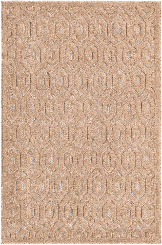 Beige 4' x 6' Outdoor Trellis Textured Rectangle Area Rug Weather Resistant for Patio, Deck, Terrace, Balcony, Porch Geometric Design Water Safe Outside Carpet for Sale at Rug Engine