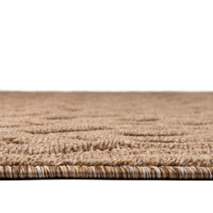 Beige 7' 10 x 7' 10 Outdoor Trellis Textured Square Area Rug Weather Resistant for Patio, Deck, Terrace, Balcony, Porch Geometric Design Water Safe Outside Carpet for Sale at Rug Engine