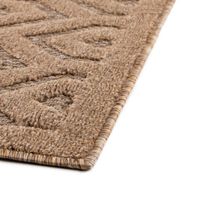 Beige 7' 10 x 7' 10 Outdoor Trellis Textured Square Area Rug Weather Resistant for Patio, Deck, Terrace, Balcony, Porch Geometric Design Water Safe Outside Carpet for Sale at Rug Engine