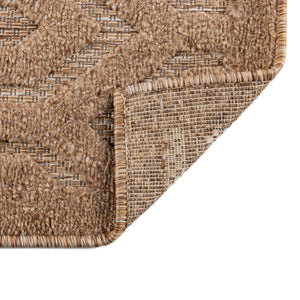 Beige 7' 10 x 7' 10 Outdoor Trellis Textured Square Area Rug Weather Resistant for Patio, Deck, Terrace, Balcony, Porch Geometric Design Water Safe Outside Carpet for Sale at Rug Engine