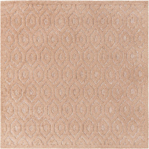 Beige 7' 10 x 7' 10 Outdoor Trellis Textured Square Area Rug Weather Resistant for Patio, Deck, Terrace, Balcony, Porch Geometric Design Water Safe Outside Carpet for Sale at Rug Engine