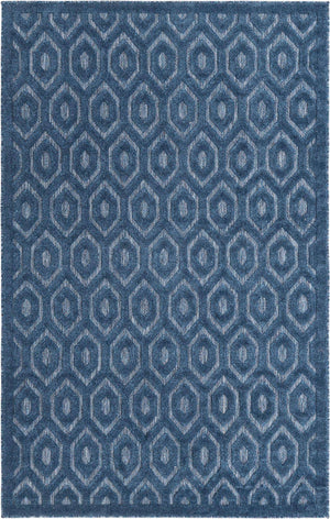 Navy Blue 5' 3 x 8' Outdoor Trellis Textured Rectangle Area Rug Weather Resistant for Patio, Deck, Terrace, Balcony, Porch Geometric Design Water Safe Outside Carpet for Sale at Rug Engine