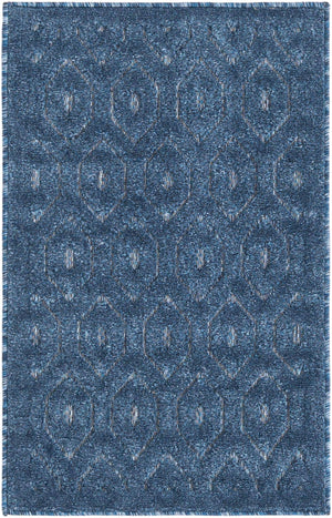 Navy Blue 2' x 3' Outdoor Trellis Textured Rectangle Area Rug Weather Resistant for Patio, Deck, Terrace, Balcony, Porch Geometric Design Water Safe Outside Carpet for Sale at Rug Engine