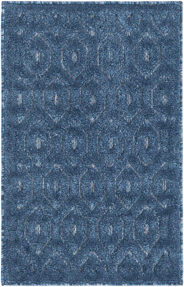 Navy Blue 2' x 3' Outdoor Trellis Textured Rectangle Area Rug Weather Resistant for Patio, Deck, Terrace, Balcony, Porch Geometric Design Water Safe Outside Carpet for Sale at Rug Engine