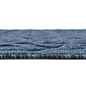 Navy Blue 7' 10 x 7' 10 Outdoor Trellis Textured Square Area Rug Weather Resistant for Patio, Deck, Terrace, Balcony, Porch Geometric Design Water Safe Outside Carpet for Sale at Rug Engine