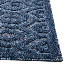Navy Blue 7' 10 x 7' 10 Outdoor Trellis Textured Square Area Rug Weather Resistant for Patio, Deck, Terrace, Balcony, Porch Geometric Design Water Safe Outside Carpet for Sale at Rug Engine