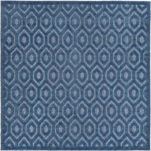 Navy Blue 7' 10 x 7' 10 Outdoor Trellis Textured Square Area Rug Weather Resistant for Patio, Deck, Terrace, Balcony, Porch Geometric Design Water Safe Outside Carpet for Sale at Rug Engine