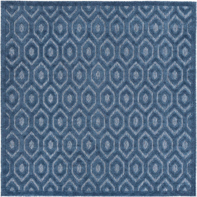 Navy Blue 7' 10 x 7' 10 Outdoor Trellis Textured Square Area Rug Weather Resistant for Patio, Deck, Terrace, Balcony, Porch Geometric Design Water Safe Outside Carpet for Sale at Rug Engine