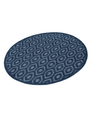 Navy Blue 7' x 7' Outdoor Trellis Textured Round Area Rug Weather Resistant for Patio, Deck, Terrace, Balcony, Porch Geometric Design Water Safe Outside Carpet for Sale at Rug Engine