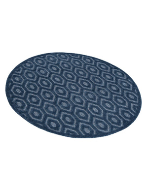 Navy Blue 7' x 7' Outdoor Trellis Textured Round Area Rug Weather Resistant for Patio, Deck, Terrace, Balcony, Porch Geometric Design Water Safe Outside Carpet for Sale at Rug Engine