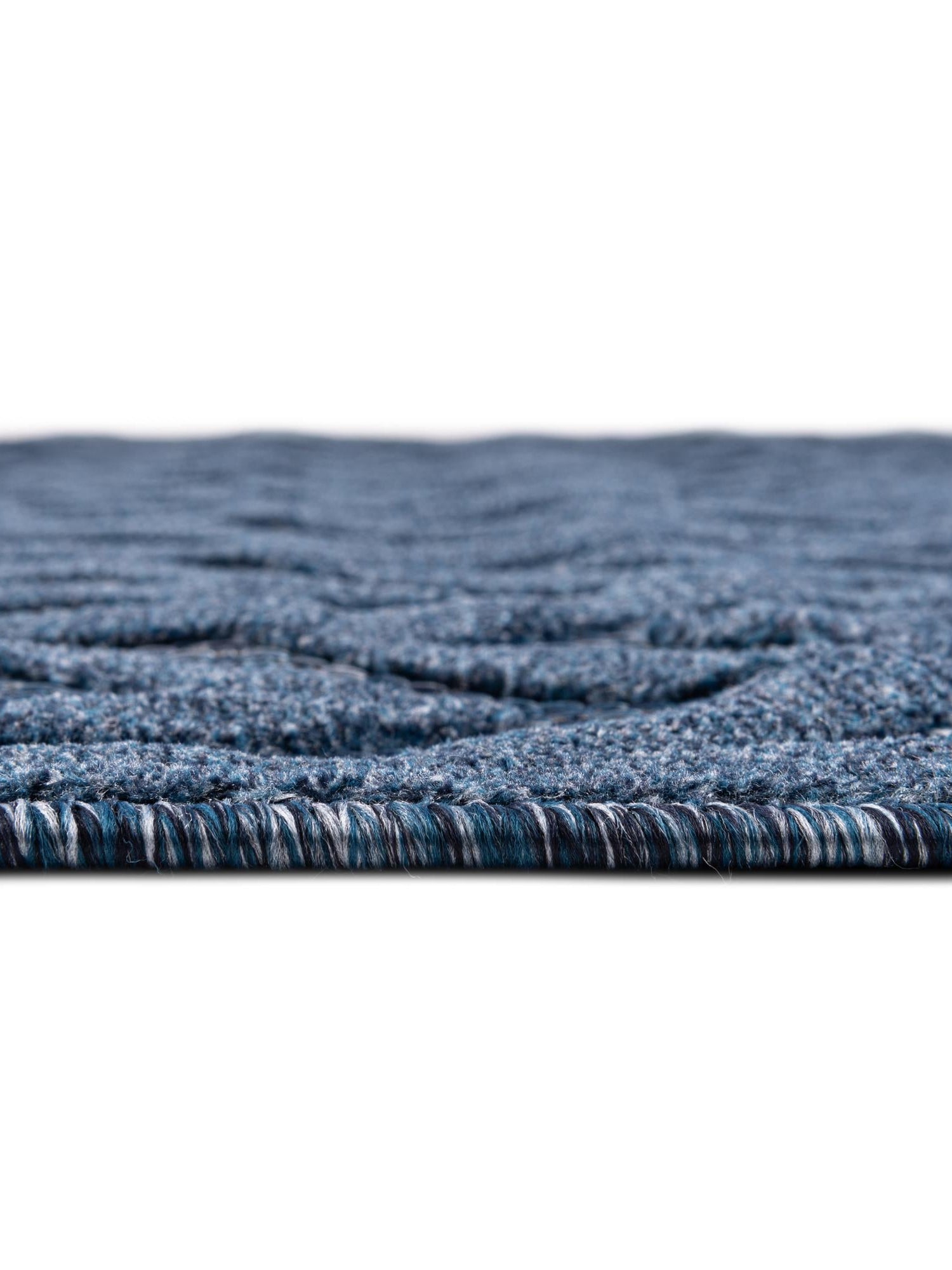 Navy Blue 3' x 3' Outdoor Trellis Textured Round Area Rug Weather Resistant for Patio, Deck, Terrace, Balcony, Porch Geometric Design Water Safe Outside Carpet for Sale at Rug Engine