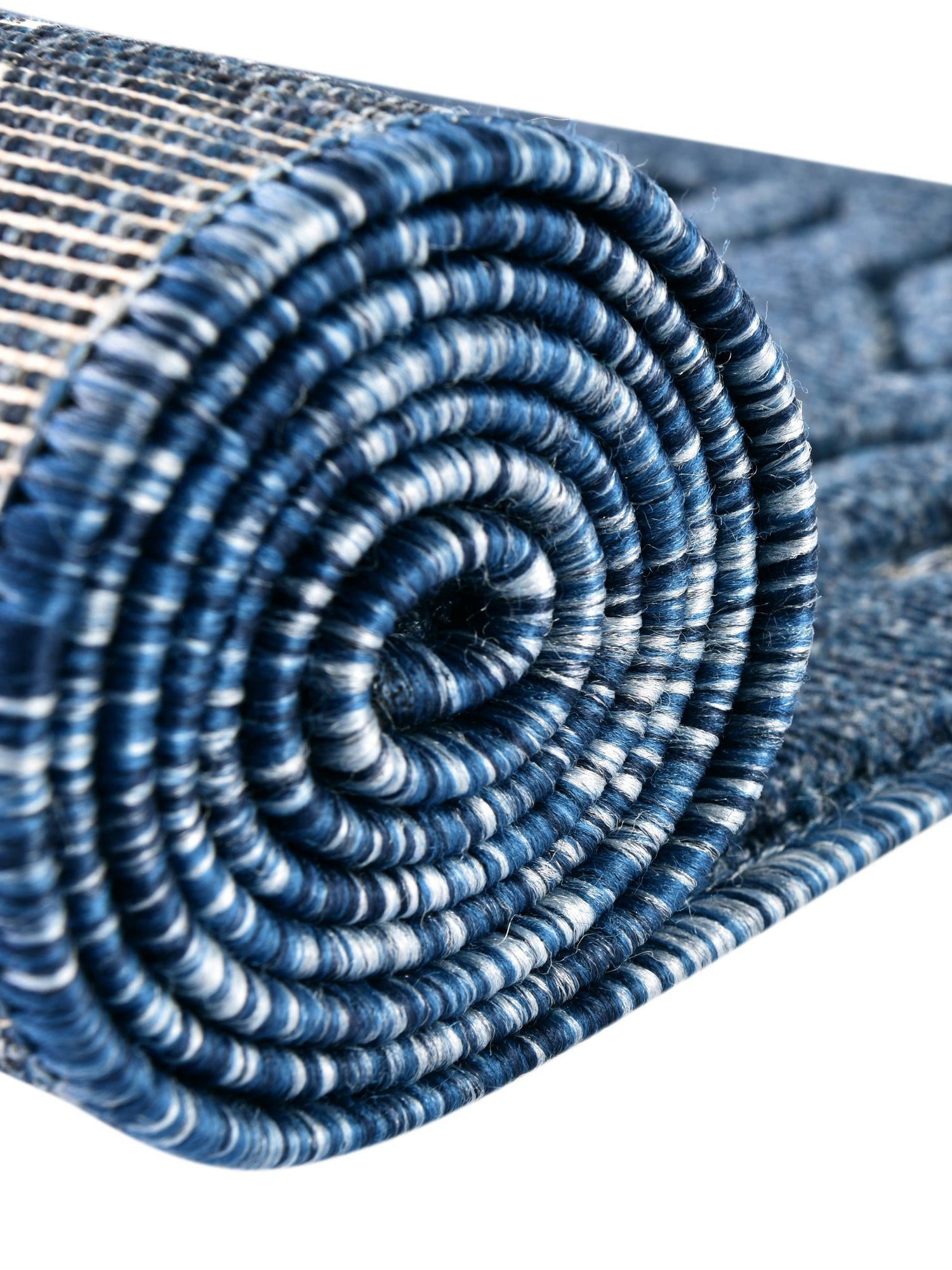 Navy Blue 3' x 3' Outdoor Trellis Textured Round Area Rug Weather Resistant for Patio, Deck, Terrace, Balcony, Porch Geometric Design Water Safe Outside Carpet for Sale at Rug Engine