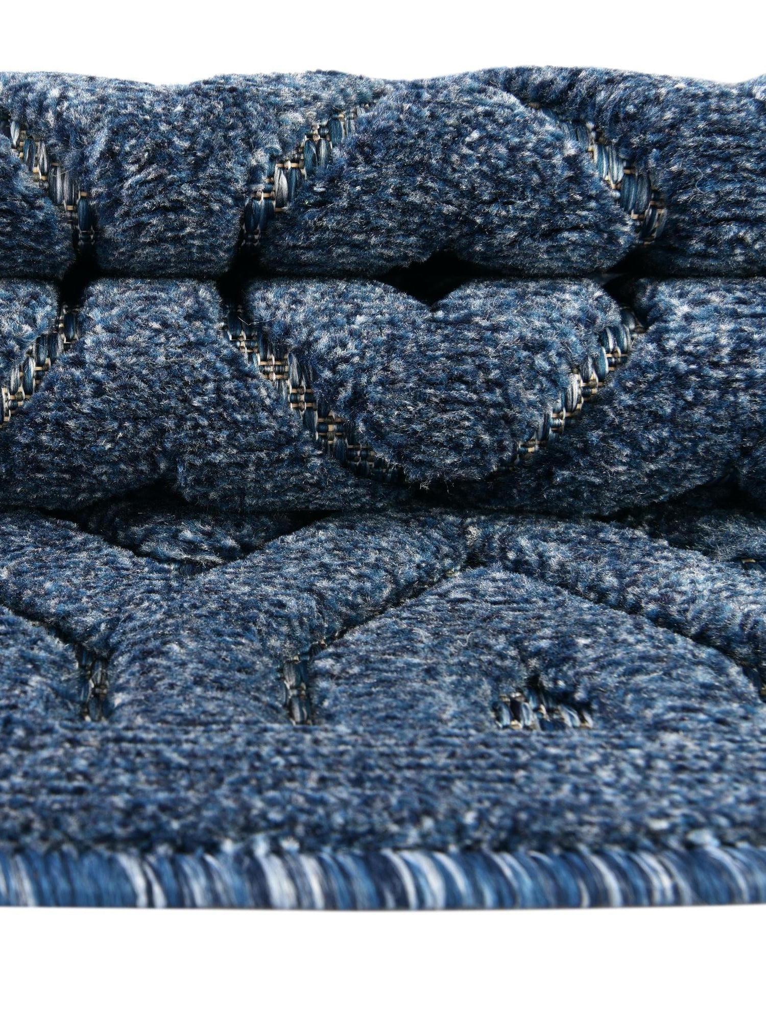 Navy Blue 3' x 3' Outdoor Trellis Textured Round Area Rug Weather Resistant for Patio, Deck, Terrace, Balcony, Porch Geometric Design Water Safe Outside Carpet for Sale at Rug Engine