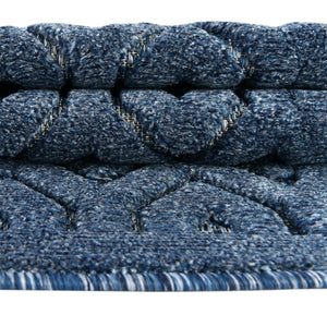 Navy Blue 3' x 3' Outdoor Trellis Textured Round Area Rug Weather Resistant for Patio, Deck, Terrace, Balcony, Porch Geometric Design Water Safe Outside Carpet for Sale at Rug Engine