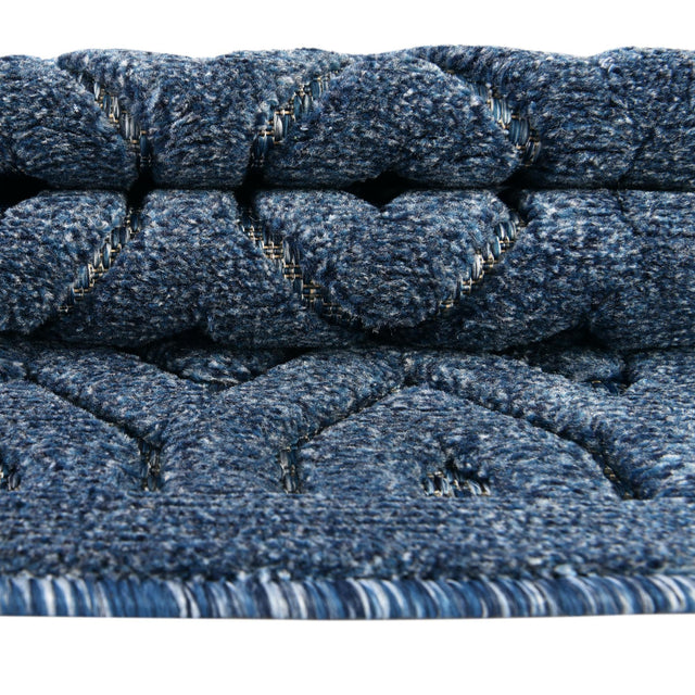 Navy Blue 4' x 4' Outdoor Trellis Textured Round Area Rug Weather Resistant for Patio, Deck, Terrace, Balcony, Porch Geometric Design Water Safe Outside Carpet for Sale at Rug Engine