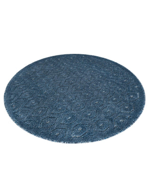 Navy Blue 4' x 4' Outdoor Trellis Textured Round Area Rug Weather Resistant for Patio, Deck, Terrace, Balcony, Porch Geometric Design Water Safe Outside Carpet for Sale at Rug Engine