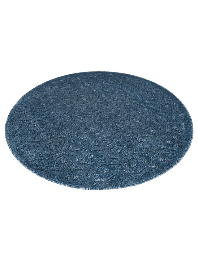 Navy Blue 4' x 4' Outdoor Trellis Textured Round Area Rug Weather Resistant for Patio, Deck, Terrace, Balcony, Porch Geometric Design Water Safe Outside Carpet for Sale at Rug Engine