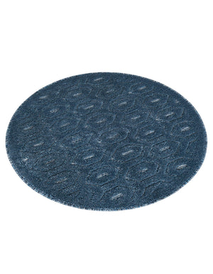 Navy Blue 3' x 3' Outdoor Trellis Textured Round Area Rug Weather Resistant for Patio, Deck, Terrace, Balcony, Porch Geometric Design Water Safe Outside Carpet for Sale at Rug Engine