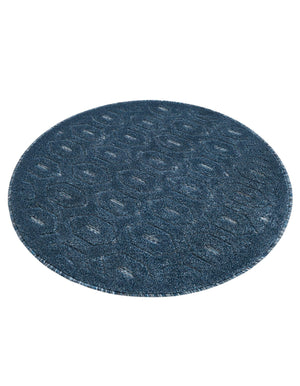 Navy Blue 3' x 3' Outdoor Trellis Textured Round Area Rug Weather Resistant for Patio, Deck, Terrace, Balcony, Porch Geometric Design Water Safe Outside Carpet for Sale at Rug Engine