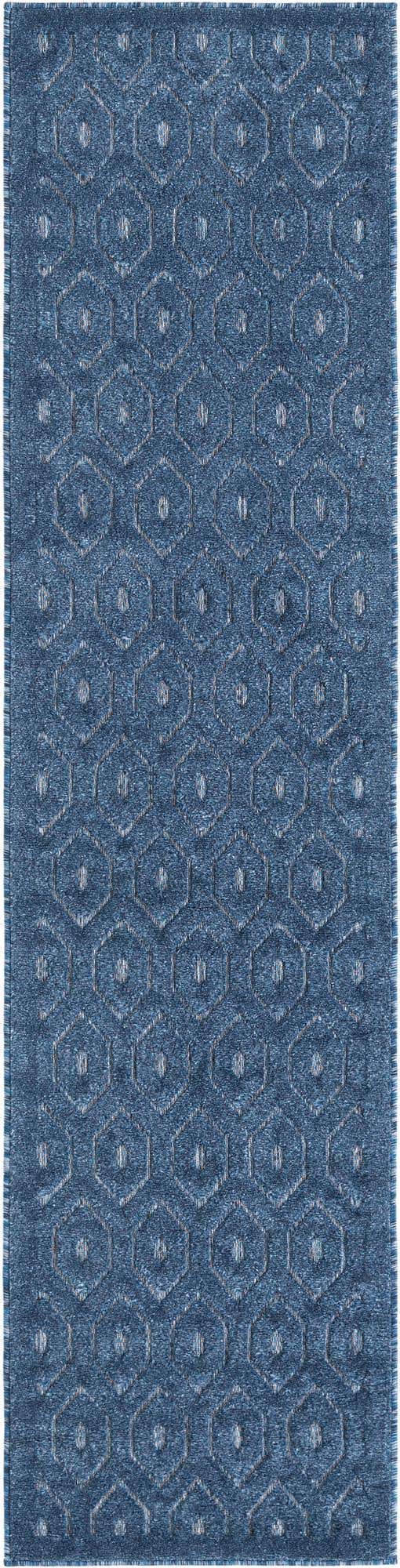 Navy Blue 2' x 8' Outdoor Trellis Textured Runner Area Rug Weather Resistant for Patio, Deck, Terrace, Balcony, Porch Geometric Design Water Safe Outside Carpet for Sale at Rug Engine