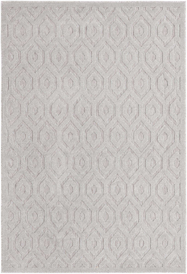 Grey 6' x 9' Outdoor Trellis Textured Rectangle Area Rug Weather Resistant for Patio, Deck, Terrace, Balcony, Porch Geometric Design Water Safe Outside Carpet for Sale at Rug Engine
