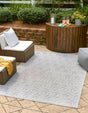 Grey 4' x 6' Outdoor Trellis Textured Rectangle Area Rug Weather Resistant for Patio, Deck, Terrace, Balcony, Porch Geometric Design Water Safe Outside Carpet for Sale at Rug Engine