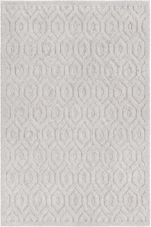 Grey 5' 3 x 8' Outdoor Trellis Textured Rectangle Area Rug Weather Resistant for Patio, Deck, Terrace, Balcony, Porch Geometric Design Water Safe Outside Carpet for Sale at Rug Engine