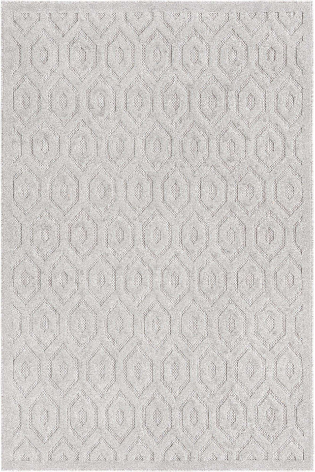 Grey 5' 3 x 8' Outdoor Trellis Textured Rectangle Area Rug Weather Resistant for Patio, Deck, Terrace, Balcony, Porch Geometric Design Water Safe Outside Carpet for Sale at Rug Engine