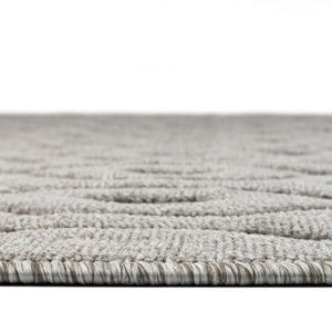 Grey 7' 10 x 7' 10 Outdoor Trellis Textured Square Area Rug Weather Resistant for Patio, Deck, Terrace, Balcony, Porch Geometric Design Water Safe Outside Carpet for Sale at Rug Engine