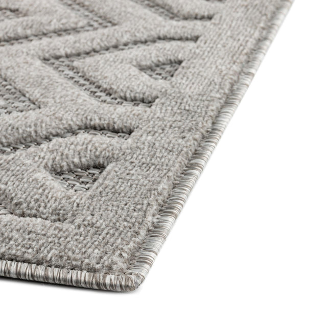 Grey 7' 10 x 7' 10 Outdoor Trellis Textured Square Area Rug Weather Resistant for Patio, Deck, Terrace, Balcony, Porch Geometric Design Water Safe Outside Carpet for Sale at Rug Engine