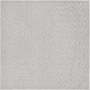 Grey 7' 10 x 7' 10 Outdoor Trellis Textured Square Area Rug Weather Resistant for Patio, Deck, Terrace, Balcony, Porch Geometric Design Water Safe Outside Carpet for Sale at Rug Engine