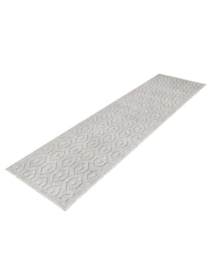 Grey 2' x 8' Outdoor Trellis Textured Runner Area Rug Weather Resistant for Patio, Deck, Terrace, Balcony, Porch Geometric Design Water Safe Outside Carpet for Sale at Rug Engine