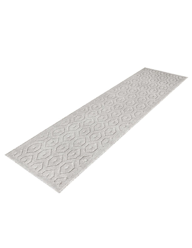 Grey 2' x 8' Outdoor Trellis Textured Runner Area Rug Weather Resistant for Patio, Deck, Terrace, Balcony, Porch Geometric Design Water Safe Outside Carpet for Sale at Rug Engine