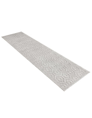 Grey 2' x 8' Outdoor Trellis Textured Runner Area Rug Weather Resistant for Patio, Deck, Terrace, Balcony, Porch Geometric Design Water Safe Outside Carpet for Sale at Rug Engine