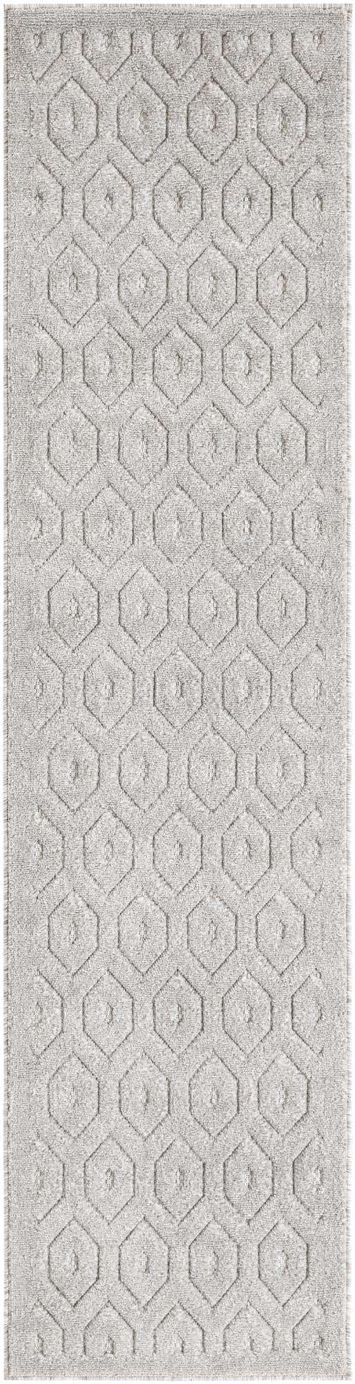 Grey 2' x 8' Outdoor Trellis Textured Runner Area Rug Weather Resistant for Patio, Deck, Terrace, Balcony, Porch Geometric Design Water Safe Outside Carpet for Sale at Rug Engine
