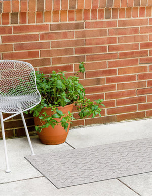 Grey 2' x 6' Outdoor Trellis Textured Runner Area Rug Weather Resistant for Patio, Deck, Terrace, Balcony, Porch Geometric Design Water Safe Outside Carpet for Sale at Rug Engine