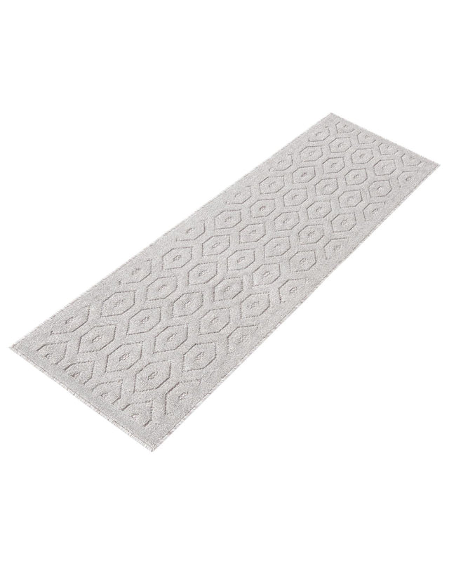 Grey 2' x 6' Outdoor Trellis Textured Runner Area Rug Weather Resistant for Patio, Deck, Terrace, Balcony, Porch Geometric Design Water Safe Outside Carpet for Sale at Rug Engine