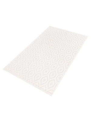 Ivory 6' x 9' Outdoor Trellis Textured Rectangle Area Rug Weather Resistant for Patio, Deck, Terrace, Balcony, Porch Geometric Design Water Safe Outside Carpet for Sale at Rug Engine