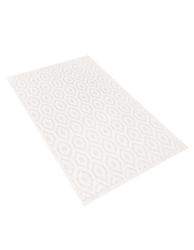 Ivory 6' x 9' Outdoor Trellis Textured Rectangle Area Rug Weather Resistant for Patio, Deck, Terrace, Balcony, Porch Geometric Design Water Safe Outside Carpet for Sale at Rug Engine